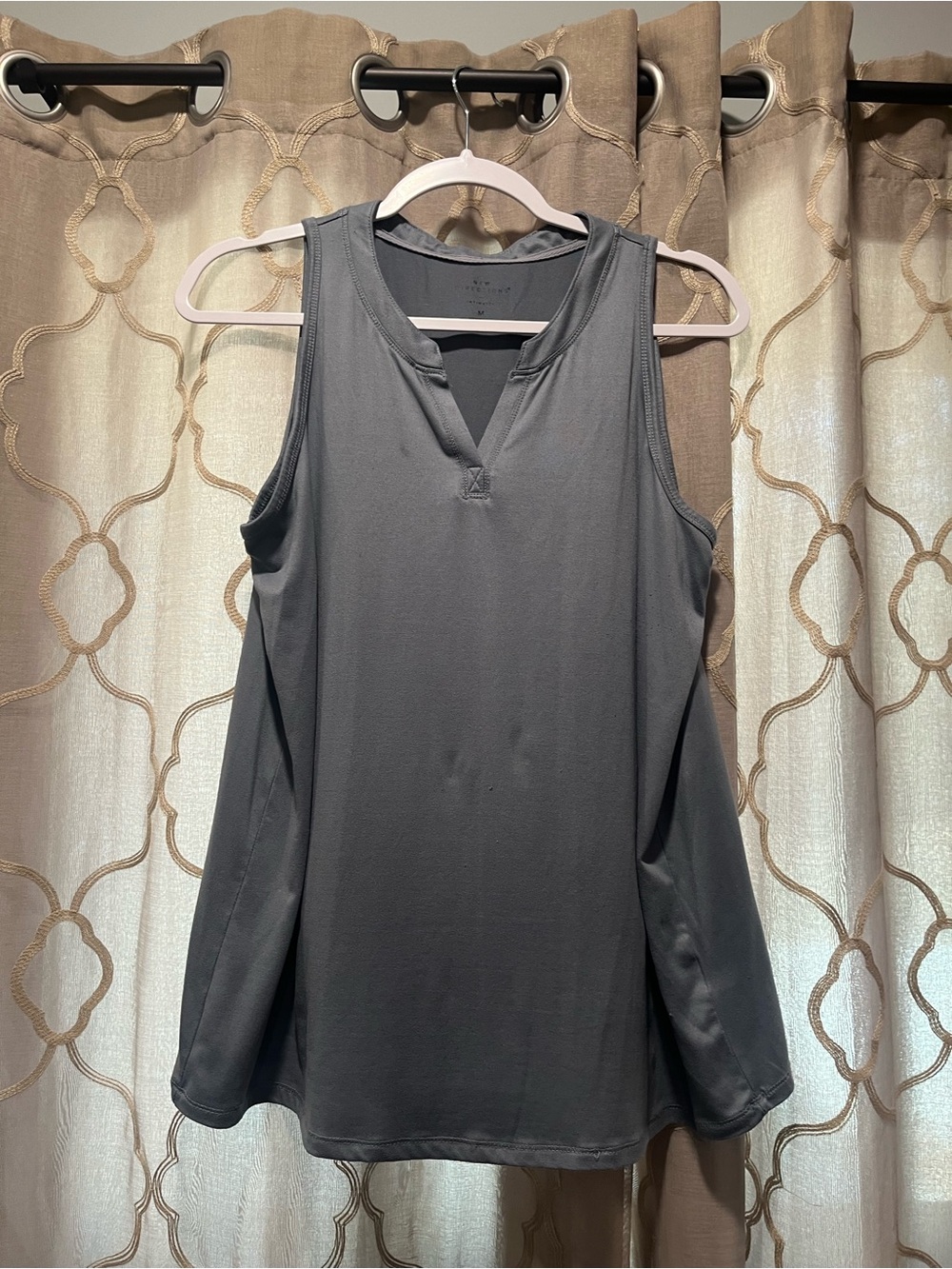 new directions Charcoal Gray Sleeveless V-Notch Tank Top